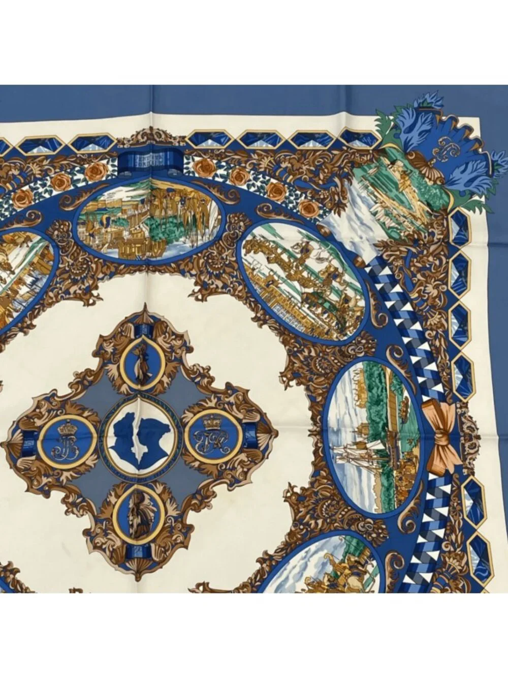 Hermes Carre 90 L'entente Cordiale Franco British Alliance Blue Multicolor - Picture 5 of 7